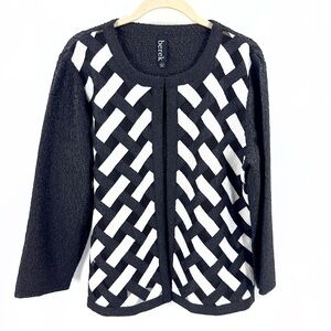 Berek Jacket Womens Large Open Crinkle Artsy Office Old Money Cardigan Art Deco